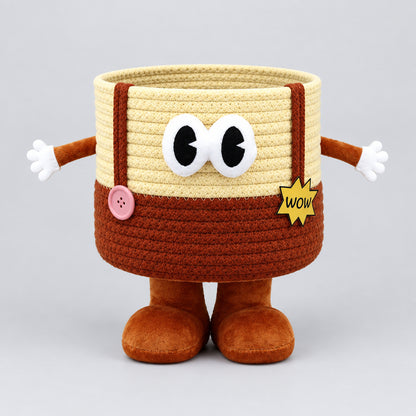Cute 3D Monster Woven Cotton Rope Storage Basket with Feet