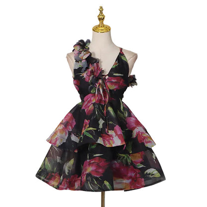 Wildflower Backless V Neck Mini Dress.