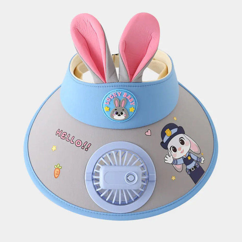 Zootopia Children's Sun Visor Hat with Built-in Mini Cooling Fan
