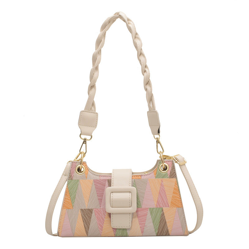 Buckle Contrast Shoulder Bag