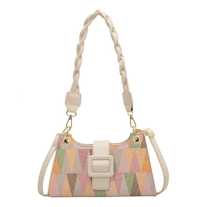 Buckle Contrast Shoulder Bag