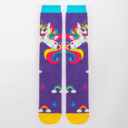 Adorable Children's Knee-High Unicorn Crazy Socks