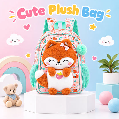 Girl's 3D Fox Plush School Backpack