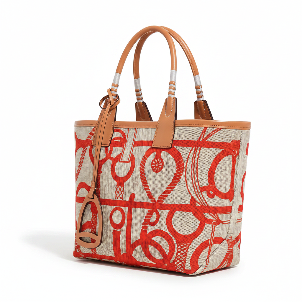 Women's Elegant Canvas Tote Bag - Stirrup Orange
