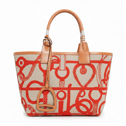 Women's Elegant Canvas Tote Bag - Stirrup Orange