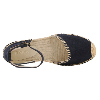 TONIVIS Women's Suede Leather Ankle Strap Espadrille Sandals