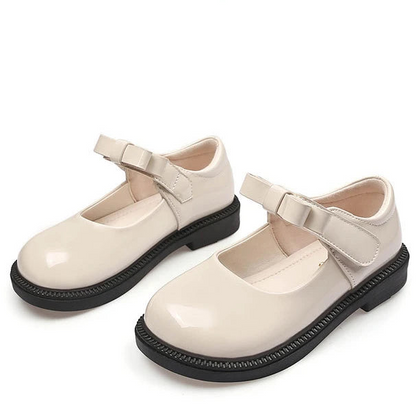 Girl's Hook & Loop Glossy Mary Jane Leather School Shoes