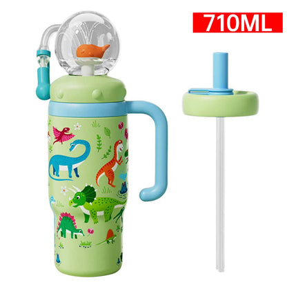 710ml Stainless-Steel Whale Fountain Tumbler with Handle