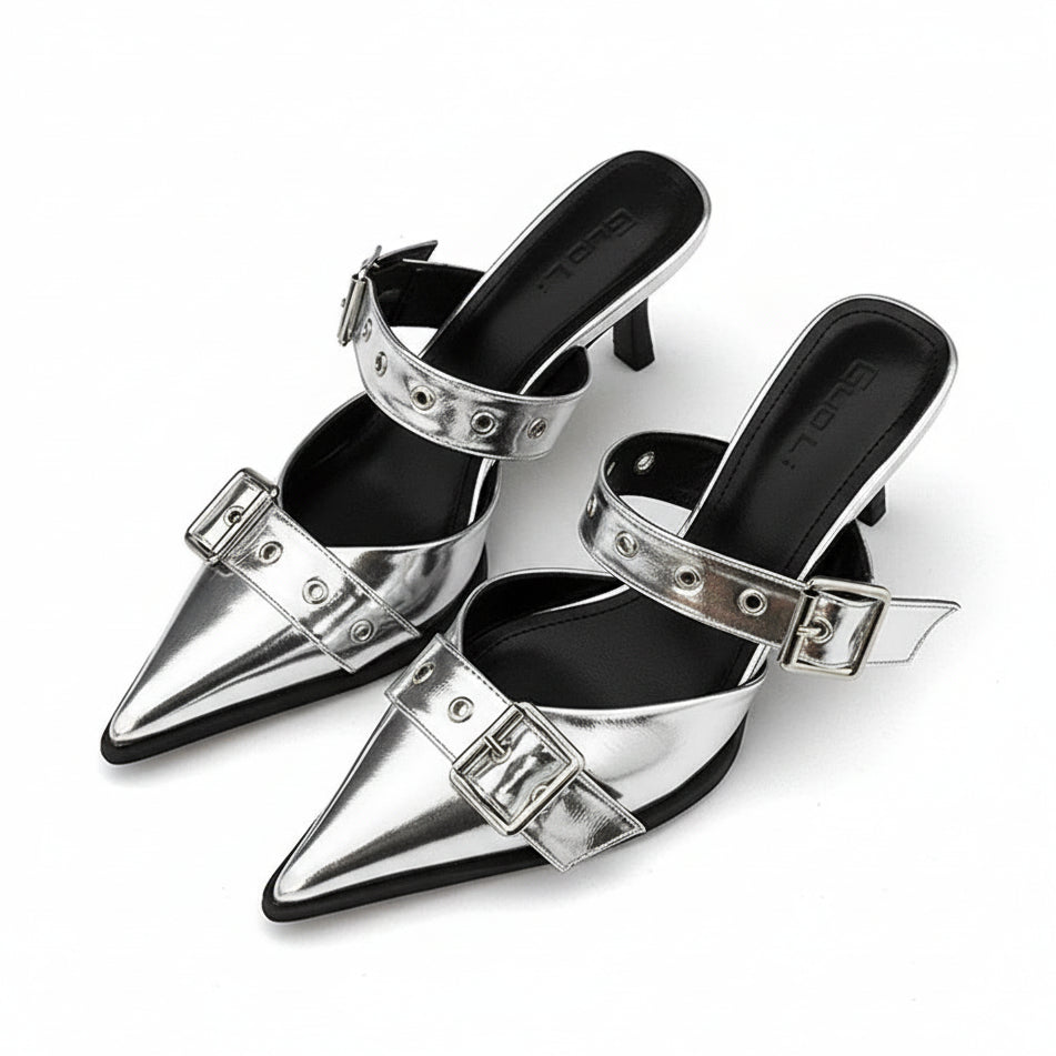 Women's Punk Metal Buckle High Heels Sandals - 8cm Heels