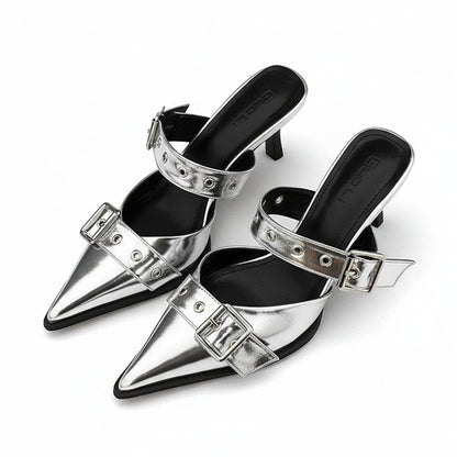 Women's Punk Metal Buckle High Heels Sandals - 8cm Heels