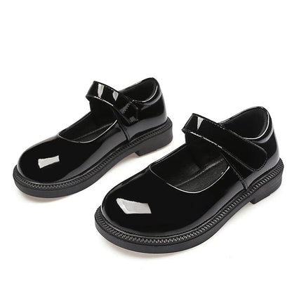 Girl's Hook & Loop Glossy Mary Jane Leather School Shoes