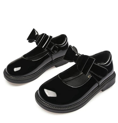 Girl's Hook & Loop Glossy Mary Jane Leather School Shoes
