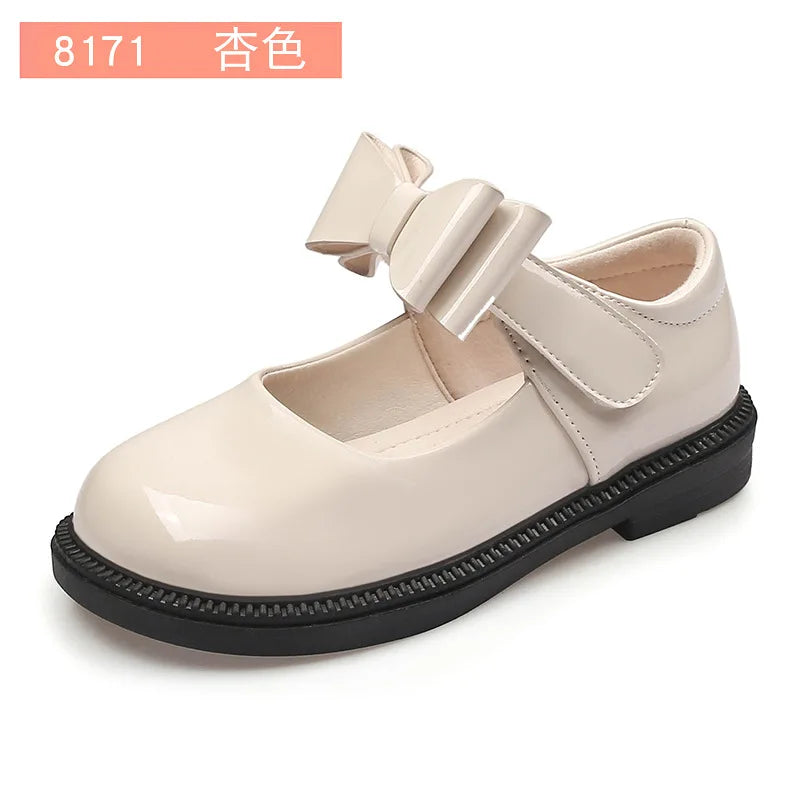 Girl's Hook & Loop Glossy Mary Jane Leather School Shoes