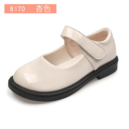 Girl's Hook & Loop Glossy Mary Jane Leather School Shoes