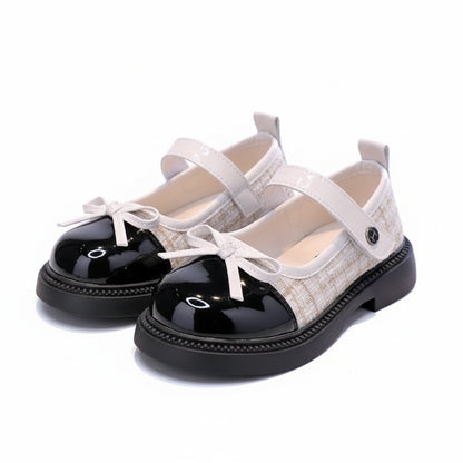 Girls Mary Jane Leather Princess Shoes with Bowknot