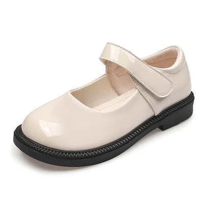 Girl's Hook & Loop Glossy Mary Jane Leather School Shoes