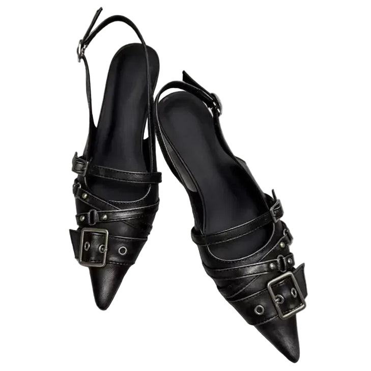Women Pointed Toe High Heels Buckle Strap