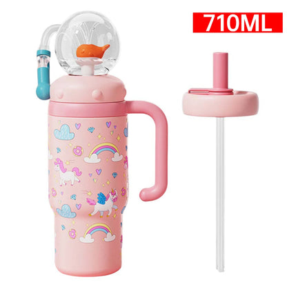 710ml Stainless-Steel Whale Fountain Tumbler with Handle