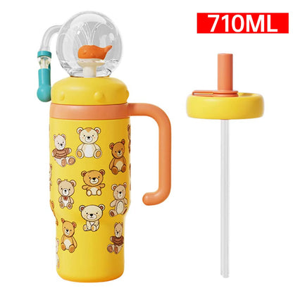 710ml Stainless-Steel Whale Fountain Tumbler with Handle