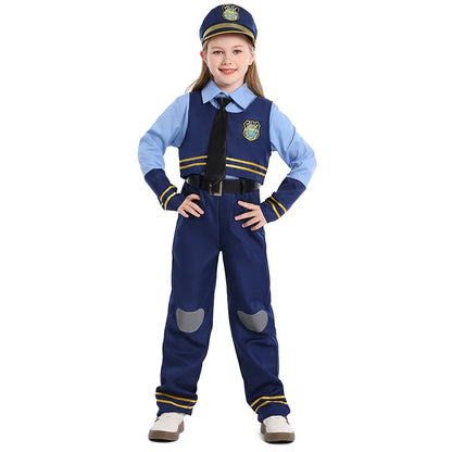 Kids Police Cosplay Costume Set