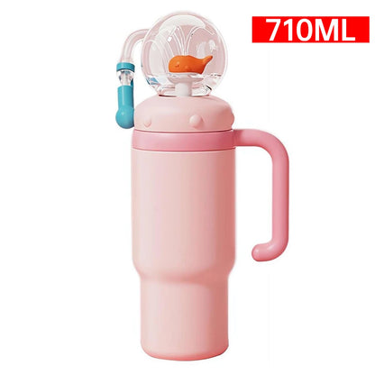 710ml Stainless-Steel Whale Fountain Tumbler with Handle