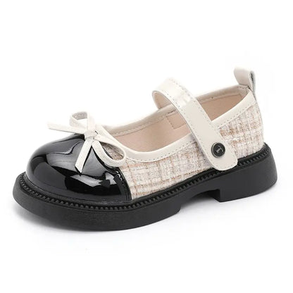 Girls Mary Jane Leather Princess Shoes with Bowknot