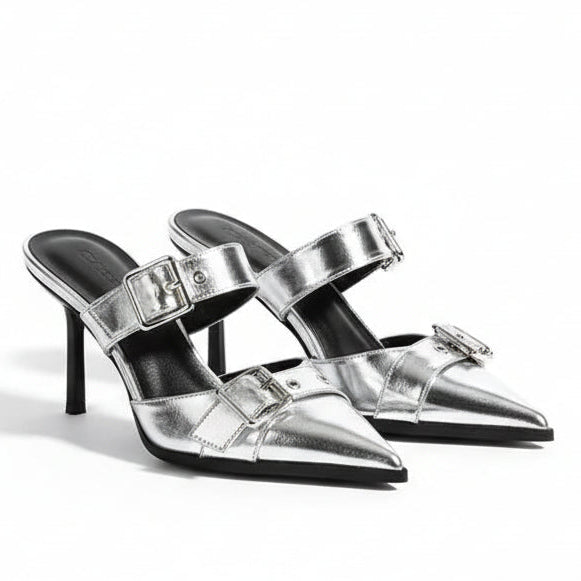 Women's Punk Metal Buckle High Heels Sandals - 8cm Heels