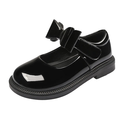 Girl's Hook & Loop Glossy Mary Jane Leather School Shoes