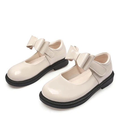 Girl's Hook & Loop Glossy Mary Jane Leather School Shoes