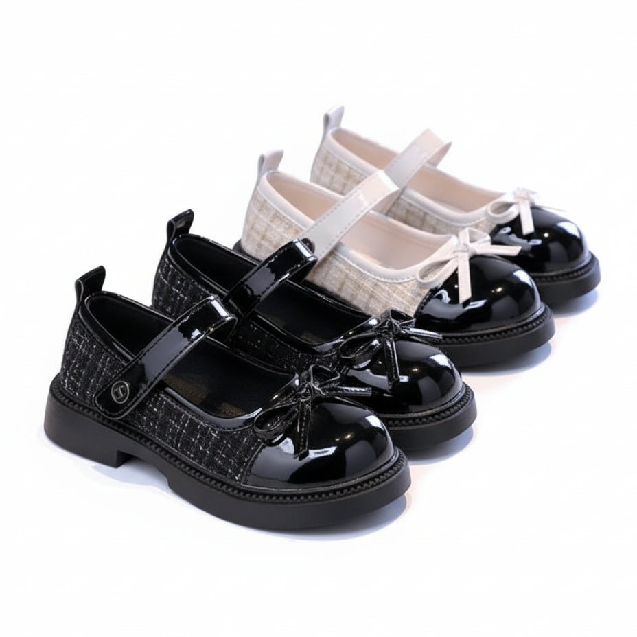Girls Mary Jane Leather Princess Shoes with Bowknot