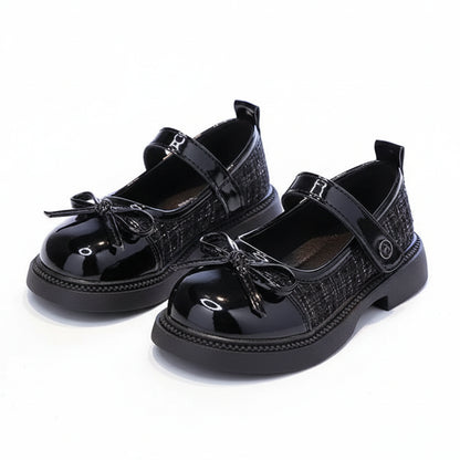 Girls Mary Jane Leather Princess Shoes with Bowknot
