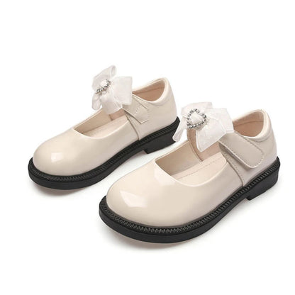 Girl's Hook & Loop Glossy Mary Jane Leather School Shoes