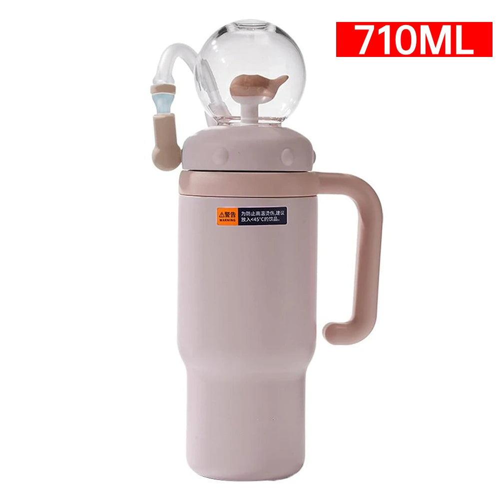 710ml Stainless-Steel Whale Fountain Tumbler with Handle