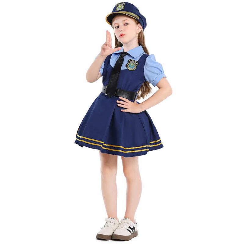 Kids Police Cosplay Costume Set
