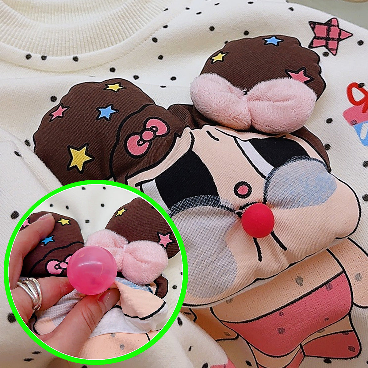 Girls 3D Cartoon Applique Pullover Sweatshirt