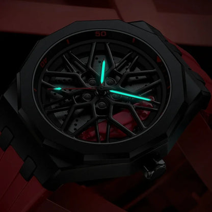 Men's Radial Caliper X Silicon Strap Quartz Analog Wristwatch
