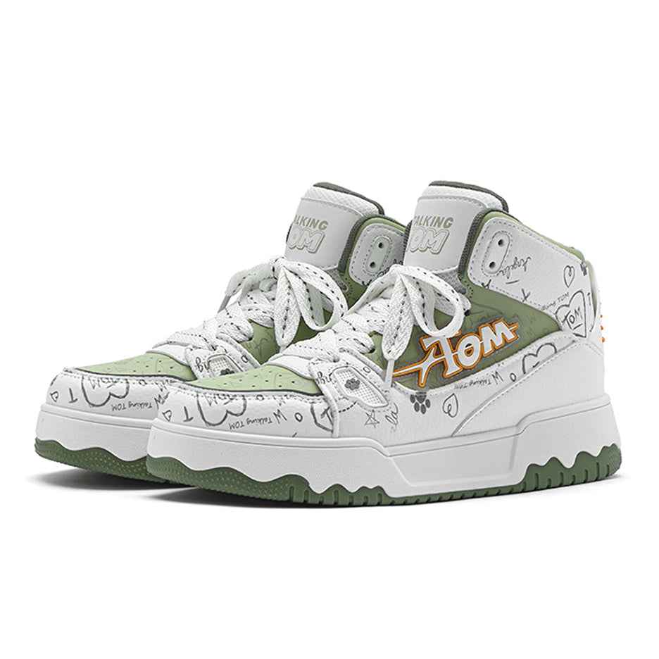 TALKING TOM | Graffiti High-Top Sneakers - Green