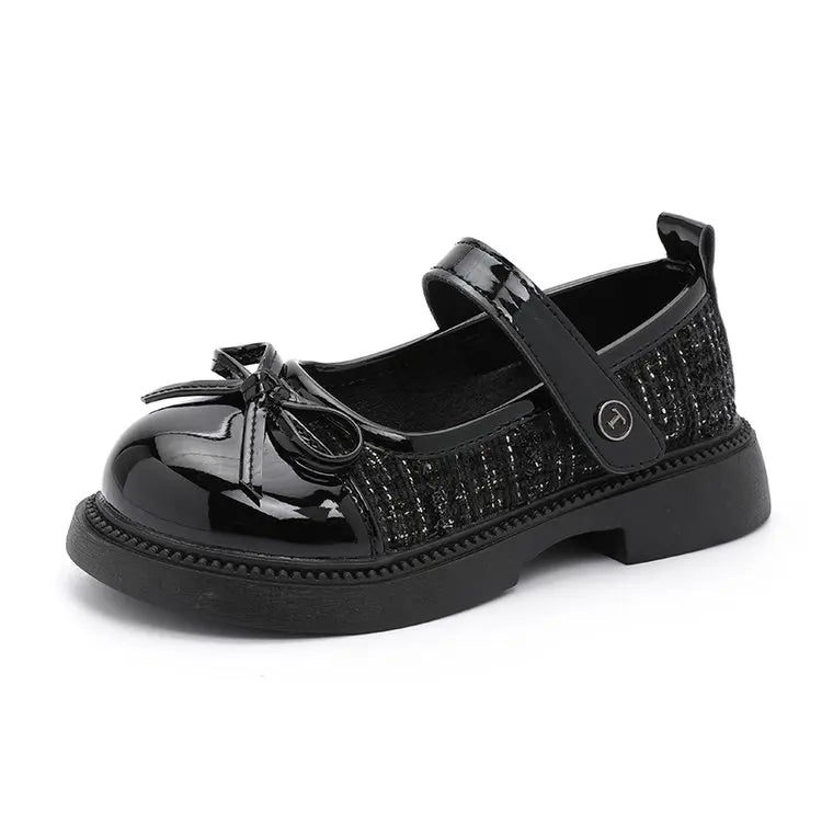 Girls Mary Jane Leather Princess Shoes with Bowknot