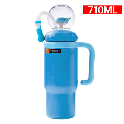 710ml Stainless-Steel Whale Fountain Tumbler with Handle