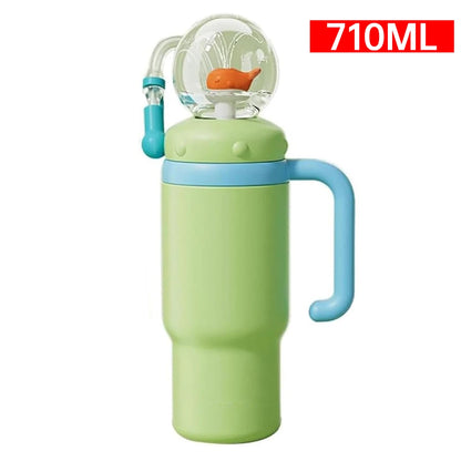 710ml Stainless-Steel Whale Fountain Tumbler with Handle