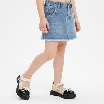 Girls Mary Jane Leather Princess Shoes with Bowknot