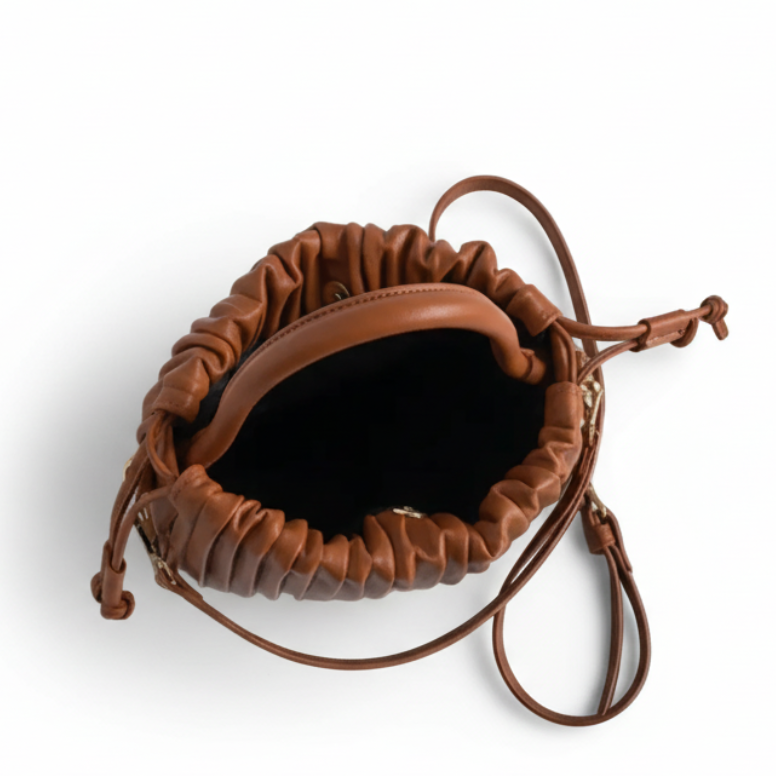 Pleated Bucket Crossbody Bag
