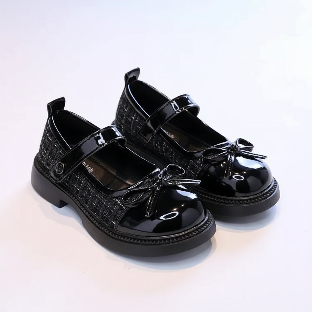 Girls Mary Jane Leather Princess Shoes with Bowknot