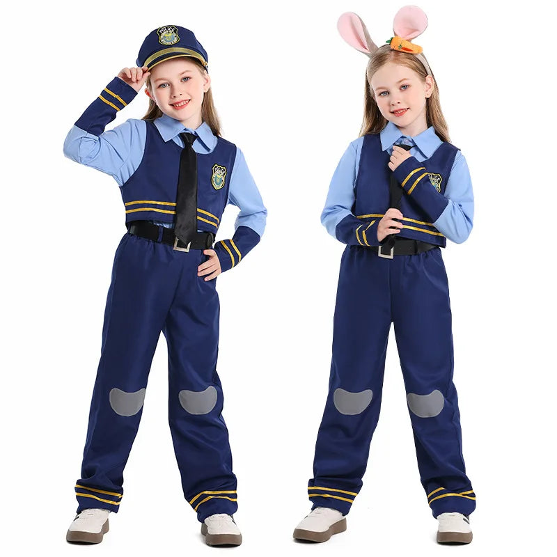 Kids Police Cosplay Costume Set