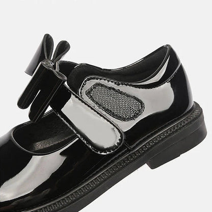 Girl's Hook & Loop Glossy Mary Jane Leather School Shoes