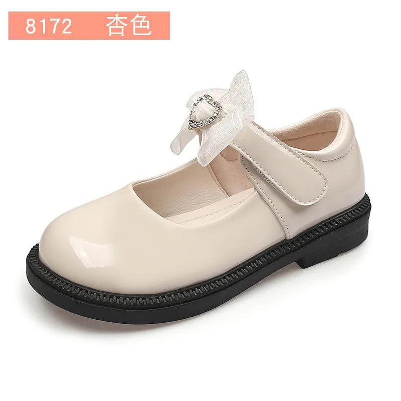 Girl's Hook & Loop Glossy Mary Jane Leather School Shoes