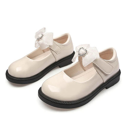 Girl's Hook & Loop Glossy Mary Jane Leather School Shoes