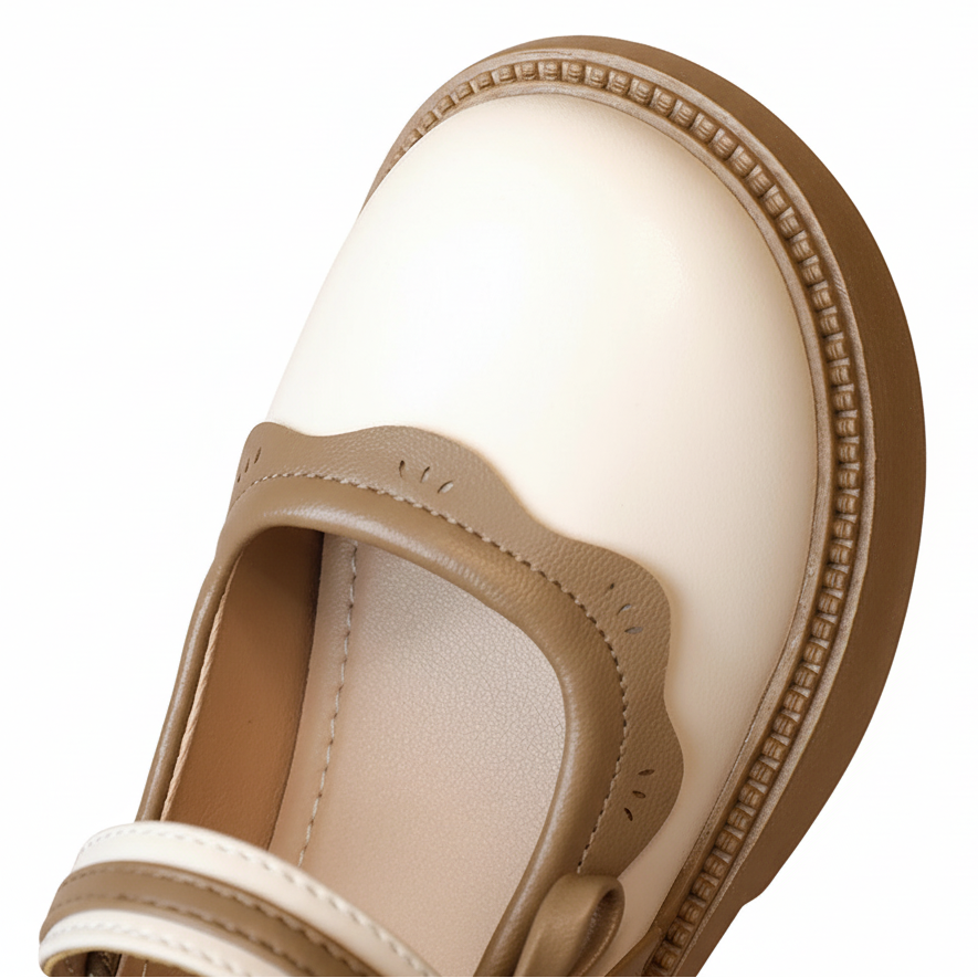 Girls Mary Janes Elegant Patchwork Leather Shoes with Bow
