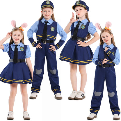 Kids Police Cosplay Costume Set