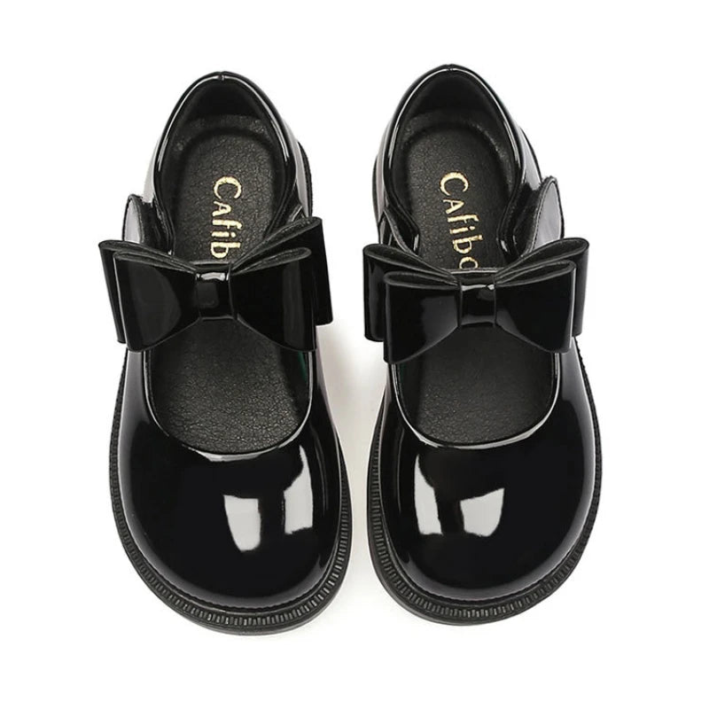 Girl's Hook & Loop Glossy Mary Jane Leather School Shoes